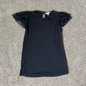 Black Flutter Sleeve Blouse